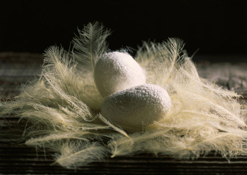 无人,横图,俯视,室内,特写,白天,羽毛,一堆,许多,堆叠,堆积,黑色背景,轻盈,柔软,很多,两个,摄影,影棚,堆,轻柔,蚕茧,家蚕茧,桑蚕茧,彩图,高角度拍摄,影棚拍摄,拍摄