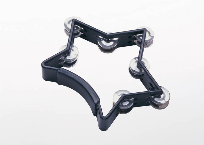 无人,横图,俯视,室内,特写,白天,白色背景,静物,阴影,反射,影子,星星,乐器,铃鼓,音乐,一个,黑色,星形,摄影,影棚,单个,打击乐器,手鼓,五角形,五角星,彩图,高角度拍摄,影棚拍摄,拍摄