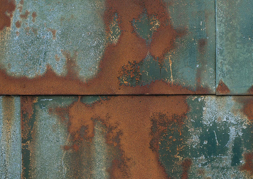 无人,横图,室外,特写,白天,正面,建材,建筑,静物,生锈,钢材,纹路,金属,材料,纹理,墙,墙壁,墙面,黄色,绿色,建造,镀锌钢板,钢板,腐蚀,侵蚀,镀锌,肌理,腐化,锈迹斑斑,彩图,镀锌板,防腐