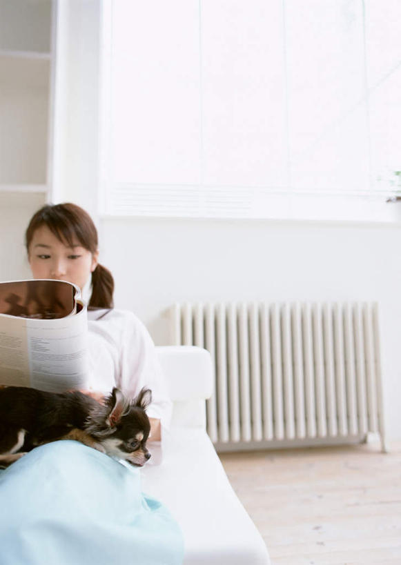 东方人,一个人,坐,竖图,室内,白天,正面,床,靠垫,卧室,宠物,狗,书籍,亚洲,仅一个年轻女性,仅一个女性,仅一个人,一本,握,朦胧,模糊,墙,床单,靠枕,吉娃娃,拿,拿着,注视,黄种人,被子,墙壁,墙面,一只,白色,动物,垫子,枕头,观察,看,温暖,可爱,握着,单人床,观看,保暖,察看,被单,御寒,关注,忠诚,芝娃娃,奇娃娃,吉娃娃犬,齐花花,电火桶,电暖器,电热膜电暖炉,木制型电暖炉,实木取暖器,年轻女性,女人,女性,亚洲人,书,图书,犬,坐着,半身,彩图,睡房,卧房