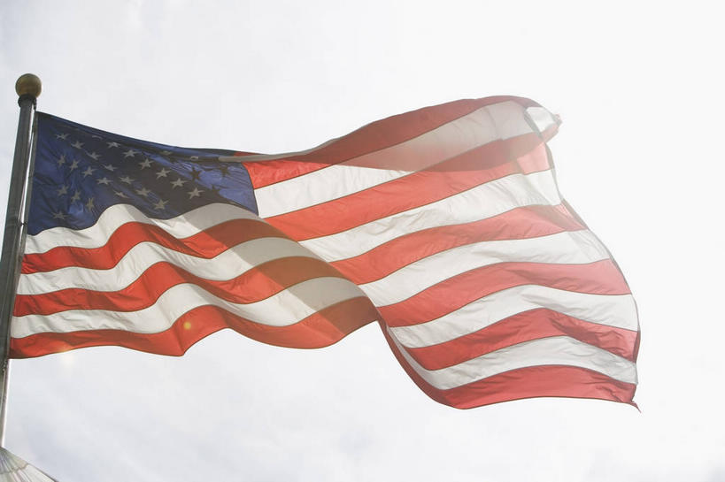 无人,横图,室外,特写,白天,仰视,旗帜,国旗,一面,飘扬,星条旗,天空,天,美国国旗,飘逸,飞扬,旗,彩图,低角度拍摄,美利坚合众国国旗