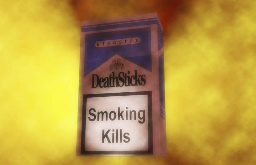 无人,横图,室内,特写,白天,正面,香烟,黄色背景,纸盒,盒子,一个,蓝色,白色,包装盒,烟,单个,香烟盒,卷烟,烟草,纸烟,彩图