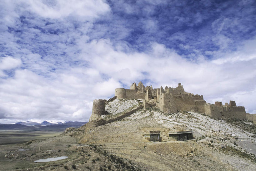 无人,横图,室外,白天,正面,旅游,度假,石头,名胜古迹,山,山脉,植物,标志建筑,地标,建筑,中国,亚洲,阴影,遗迹,光线,石子,影子,堡垒,城堡,山峰,云,云朵,山峦,云彩,古迹,文物,娱乐,建设,古建筑,西藏,树,树木,蓝色,绿色,白云,蓝天,天空,阳光,自然,群山,天,享受,休闲,旅游胜地,放松,生长,晴朗,成长,要塞,藏,古文明,东亚,西藏自治区,日喀则,日喀则市,中华人民共和国,西南地区,设防,江孜,江孜县,石块,岩石,晴空,彩图