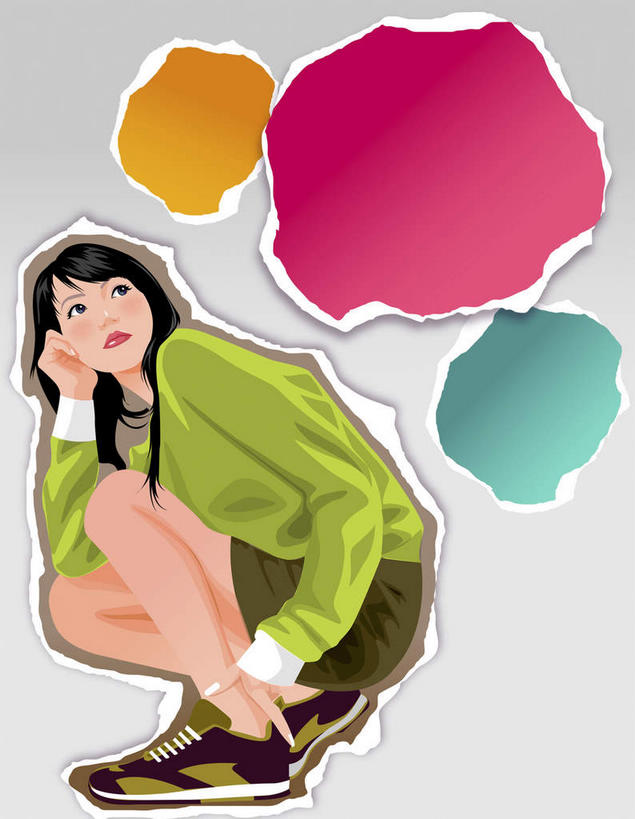 西方人,一个人,无人,站,蹲,竖图,插画,室内,白天,侧面,数码,科技,欧洲,欧洲人,仅一个年轻女性,仅一个女性,仅一个人,撑,阴影,灰色背景,服装,网络,纸张,高光,几何,计算机图形,合成,图画,托腮,注视,休闲装,画,衣服,红色,蓝色,绿色,观察,看,托,站着,休闲,休闲服,服饰,观看,电脑合成图,数码合成图,察看,关注,托下巴,漫画,写实,具体,具象,年轻女性,女人,女性,白种人,蹲着,站立,彩图,全身