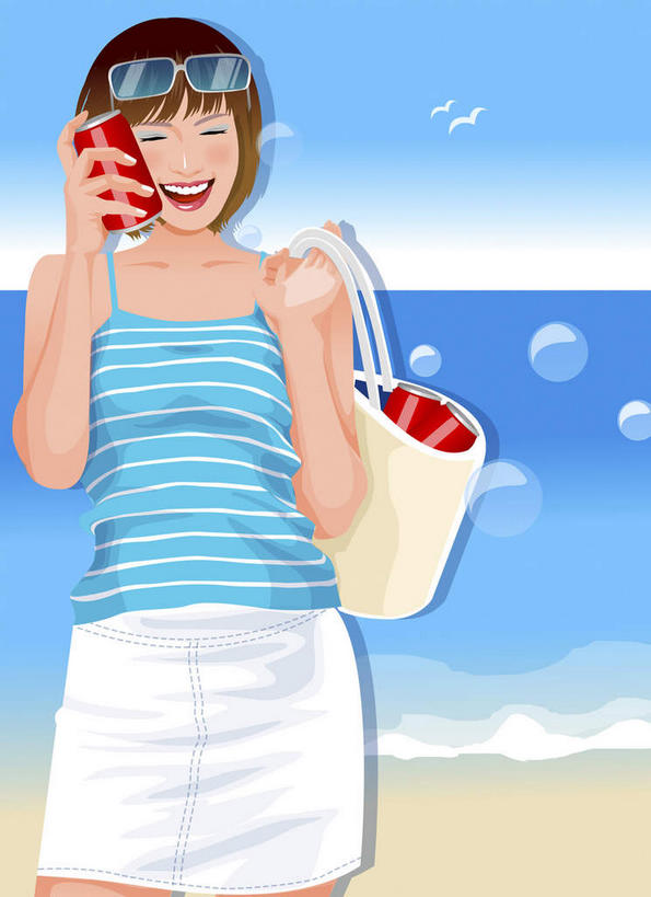 西方人,一个人,无人,站,笑,微笑,露齿笑,竖图,插画,室内,白天,正面,数码,科技,海浪,海洋,欧洲,欧洲人,仅一个年轻女性,仅一个女性,仅一个人,握,阴影,服装,网络,包,墨镜,皮包,眼镜,浪花,高光,几何,计算机图形,拿,合成,图画,拿着,注视,休闲装,画,衣服,蓝色,海水,太阳镜,太阳眼镜,观察,看,站着,休闲,休闲服,遮阳镜,握着,服饰,观看,单肩包,电脑合成图,数码合成图,察看,关注,漫画,海景,写实,具体,具象,年轻女性,女人,女性,白种人,大海,风浪,海,海水的波动,近岸浪,涌浪,站立,半身,彩图