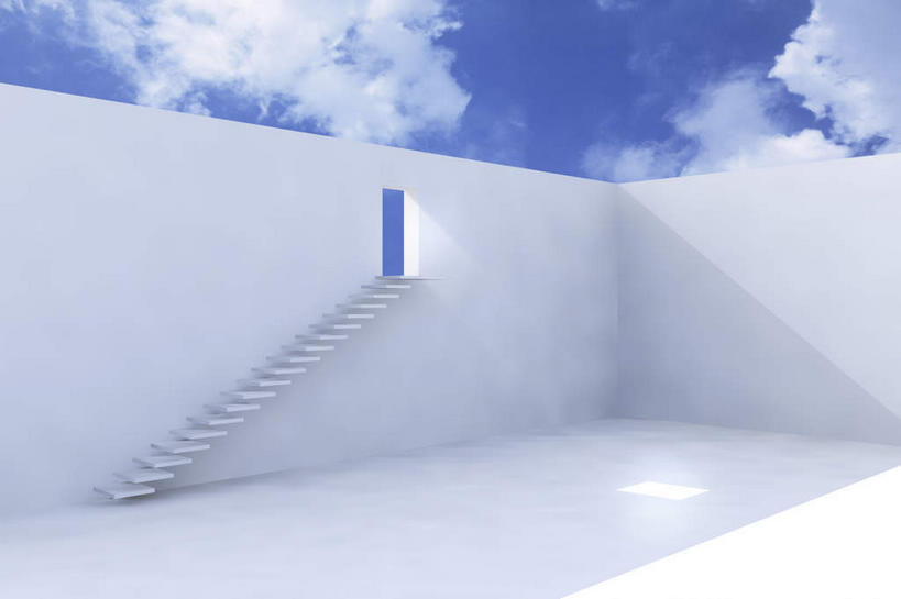 无人,横图,室内,白天,正面,数码,科技,楼梯,阴影,光线,网络,影子,阶梯,墙,云,云朵,高光,几何,计算机图形,合成,云彩,墙壁,墙面,台阶,蓝色,白云,蓝天,天空,阳光,天,向上,晴朗,上升,电脑合成图,数码合成图,写实,具体,具象,爬升,攀升,晴空,彩图