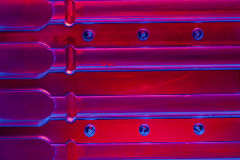 无人,横图,俯视,室内,特写,白天,机器,静物,金属制品,一排,朦胧,模糊,整齐,科学,医学,金属,圆形,板,钉子,试剂,图形,圆,几何,排列,机械,五金,医疗,科学技术,样本,紧固,队列,数学,牢固,彩图,高角度拍摄,几何图形,平面图形,DNA测序仪,基因分析仪,基因组测序机,基因组测序仪,稳固