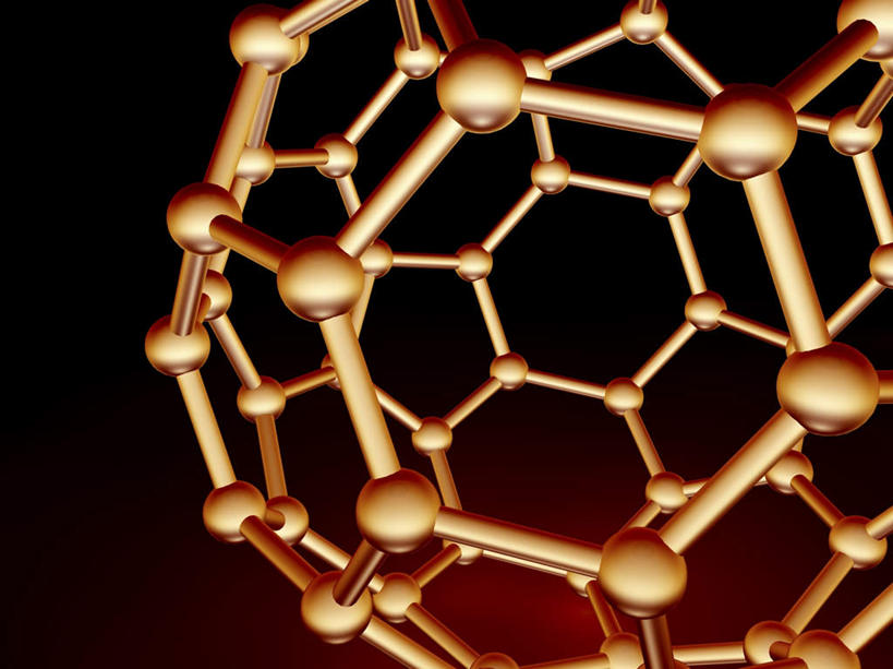无人,横图,室内,特写,白天,正面,数码,分子,科技,阴影,红色背景,发光,网络,化学,高光,几何,计算机图形,合成,球,红色,模型,球体,电脑合成图,数码合成图,原子,物理,粒子,写实,具体,具象,布基球,富勒烯,足球烯,模子,彩图