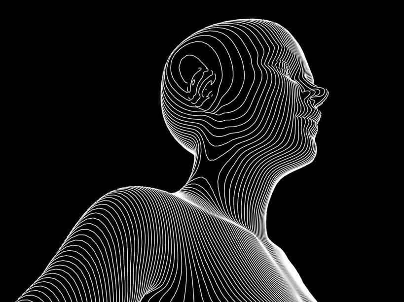 脸,头,脸颊,肩,无人,横图,室内,特写,白天,仰视,数码,科技,阴影,波纹,黑色背景,网络,纹理,线,高光,几何,计算机图形,合成,肩膀,水纹,波浪,人体,电脑合成图,数码合成图,写实,具体,具象,头部,脸部,脸蛋,面部,彩图,低角度拍摄