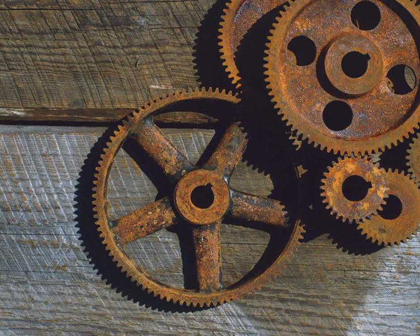 无人,横图,俯视,室内,白天,齿轮,桌子,一堆,许多,连接,堆叠,堆积,组合,生锈,工具,机械,铁锈,堆,链接,锈迹,五金,紧固,拼接,拼凑,拼合,凑集,聚合,撮合,链结,牢固,彩图,高角度拍摄