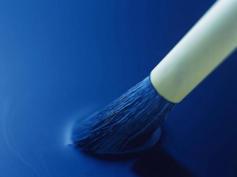 无人,横图,俯视,室内,特写,白天,静物,蓝色背景,笔,毛笔,墨水,办公用品,文化,文具,白色,学习用品,摄影,影棚,文具用品,一支,文房四宝,彩图,高角度拍摄,影棚拍摄,拍摄