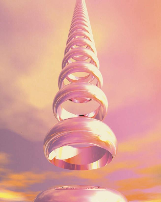 无人,竖图,室内,白天,仰视,数码,科技,一排,许多,阴影,漂浮,整齐,光线,网络,影子,圆环,云,云朵,半空,高光,几何,计算机图形,合成,云彩,排列,粉色,白云,天空,阳光,天,悬浮,电脑合成图,数码合成图,队列,写实,具体,具象,彩图,低角度拍摄