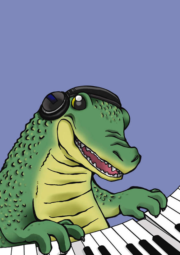 无人,坐,竖图,插画,室内,白天,正面,快乐,满意,幸福,键盘,数码,科技,鳄鱼,野生动物,阴影,蓝色背景,网络,钢琴,乐器,音响,高光,几何,计算机图形,音乐,合成,图画,娱乐,画,一只,动物,耳机,享受,休闲,放松,可爱,弹琴,活泼,电脑合成图,数码合成图,舒适,键盘乐器,享乐,漫画,写实,具体,具象,坐着,半身,彩图