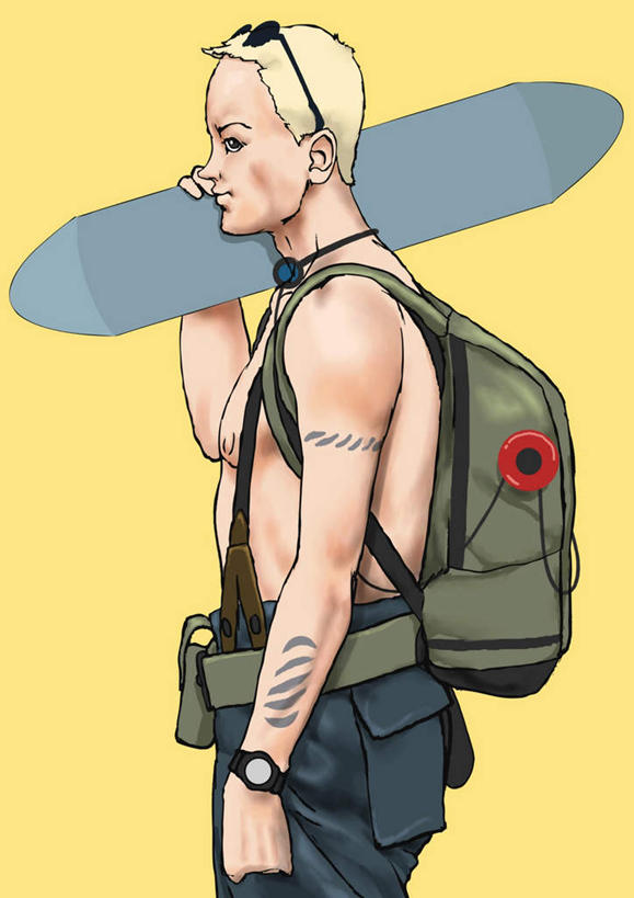 西方人,一个人,无人,站,举,竖图,插画,室内,白天,正面,快乐,满意,幸福,数码,科技,欧洲,欧洲人,仅一个男性,仅一个人,握,阴影,黄色背景,服装,时间,网络,包,时钟,手表,书包,音响,高光,几何,计算机图形,音乐,拿,合成,计时,图画,拿着,休闲装,娱乐,运动器械,裸露,画,仅一个年轻男性,衣服,背包,耳机,钟表,托,站着,享受,休闲,休闲服,表,健身器械,放松,握着,半裸,服饰,滑板,腕表,电脑合成图,数码合成图,舒适,享乐,裸,健身器材,漫画,写实,具体,具象,男人,男性,年轻男性,白种人,钟,举着,向上举,向上伸,向上托,站立,半身,彩图,双肩包,运动器材