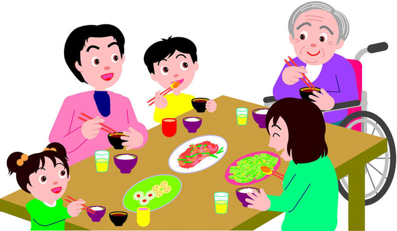 米饭,果汁,东方人,儿童,老年人,无人,母亲,父亲,女儿,祖父,三代同堂,坐,笑,吃,微笑,露齿笑,横图,俯视,插画,室内,白天,白色背景,烹饪,中餐,纯洁,数码,科技,餐桌,筷子,桌子,杯子,餐具,亚洲,握,阴影,服装,网络,碟子,盘,料理,食品,菜,饭,高光,几何,计算机图形,拿,合成,图画,拿着,休闲装,黄种人,祖孙三代,菜肴,美食,相视,玻璃制品,画,食物,小孩,衣服,盘子,轮椅,水杯,碟,碗,休闲,温暖,温馨,父女,母女,面对面,休闲服,中式,父爱,可爱,母爱,童年,童趣,握着,服饰,佳肴,爷爷,餐台,祖孙,对视,电脑合成图,数码合成图,五谷,和睦,相对,漫画,童真,烂漫,无邪,外孙女,外公,外祖父,外孙,相看,写实,具体,具象,外孙子,天真,老年男性,男孩,男人,男性,年轻男性,年轻女性,女孩,女人,女性,亚洲人,孩子,年轻人,全家福,孙女,孙子,玻璃杯,嚼,食,坐着,半身,彩图,高角度拍摄,融洽,男生,女生,爸爸,多代同堂,妈妈