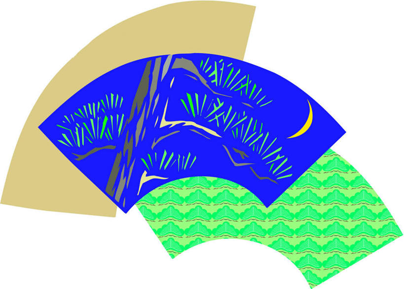 无人,横图,插画,室内,白天,白色背景,正面,数码,科技,松树,阴影,网络,扇子,图案,折扇,纸扇,高光,几何,计算机图形,清凉,合成,图画,凉爽,文化,画,三个,电脑合成图,数码合成图,漫画,写实,具体,具象,撒扇,木版画,彩图,传统文化