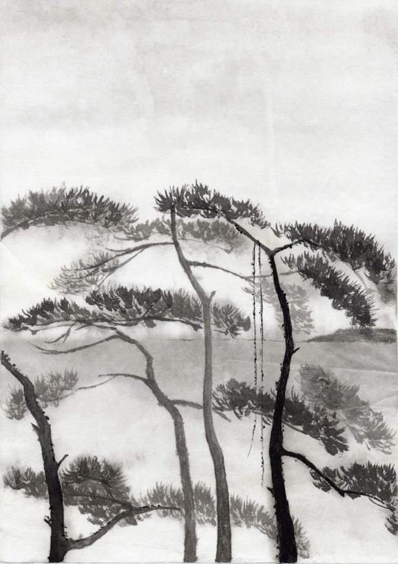 无人,竖图,黑白,室内,白天,正面,绘画,美景,山,树林,植物,松树,许多,艺术,景观,山峰,山峦,古典,文化,树,树木,绿色,自然,工艺品,品味,景色,生长,成长,美术,高雅,自然风光,国画,水墨画,美学,水墨