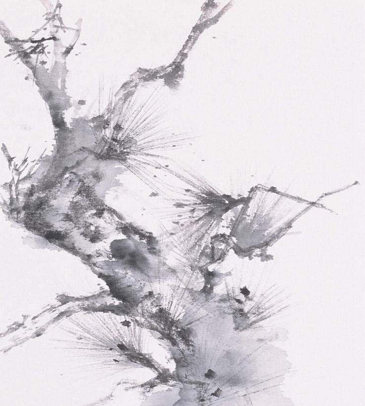 无人,竖图,黑白,室内,白天,白色背景,正面,绘画,美景,植物,一棵,艺术,景观,枝条,古典,文化,树,树干,树木,树枝,绿色,自然,工艺品,品味,景色,生长,成长,美术,高雅,自然风光,国画,水墨画,美学,水墨