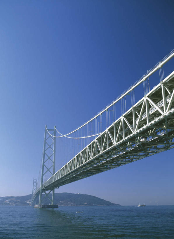无人,竖图,室外,白天,仰视,旅游,度假,标志建筑,大桥,地标,建筑,立交桥,桥梁,日本,亚洲,阴影,光线,影子,高架,斜拉桥,桥,娱乐,建设,蓝色,蓝天,天空,阳光,天,享受,休闲,旅游胜地,放松,晴朗,东亚,本州,万里无云,本州岛,日本国,近畿地方,近畿,兵库,兵库县,神户,神户市,神戸,县厅,神戸市,淡路岛,明石海峡,明石海峡大桥,晴空,晴空万里,彩图,低角度拍摄