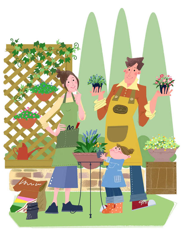 西方人,儿童,无人,三个人,家庭,夫妻,母亲,父亲,女儿,举,捧,笑,微笑,露齿笑,竖图,插画,室内,白天,正面,爱情,纯洁,数码,科技,植物,欧洲,欧洲人,一排,撑,修剪,阴影,服装,整齐,网络,工具,剪刀,盆栽,围裙,盆景,高光,几何,计算机图形,浪漫,合成,图画,围兜,托腮,注视,休闲装,手叉腰,画,树,树木,排列,小孩,衣服,绿色,自然,叉腰,观察,看,托,休闲,温暖,温馨,父女,母女,三口之家,一家人,休闲服,恩爱,父爱,可爱,母爱,童年,童趣,恋人,服饰,生长,成长,观看,裁剪,电脑合成图,数码合成图,和睦,察看,剪子,剪裁,切割,队列,关注,托下巴,漫画,童真,烂漫,无邪,写实,具体,具象,天真,男人,男性,年轻男性,年轻女性,女孩,女人,女性,白种人,孩子,年轻人,夫妇,情侣,端,端着,举起,举手,举着,捧着,手捧,抬头,向上举,向上伸,向上托,仰头,彩图,全身,伴侣,融洽,女生