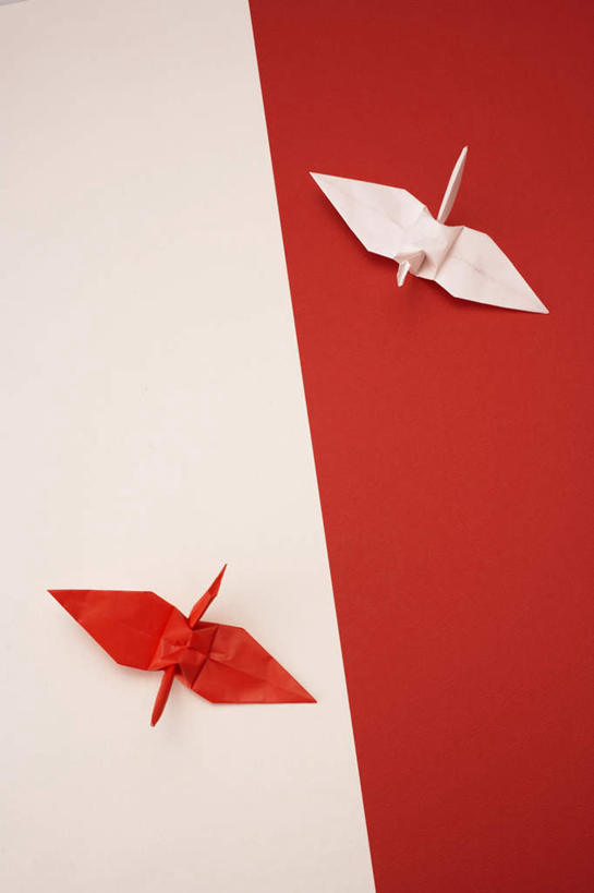 无人,竖图,俯视,室内,特写,白天,静物,艺术,折纸,纸艺,手工艺品,纸张,千纸鹤,文化,两个,红色,白色,纸鹤,工艺品,摄影,影棚,高雅,工艺折纸,自信心,品位,彩图,高角度拍摄,影棚拍摄,拍摄