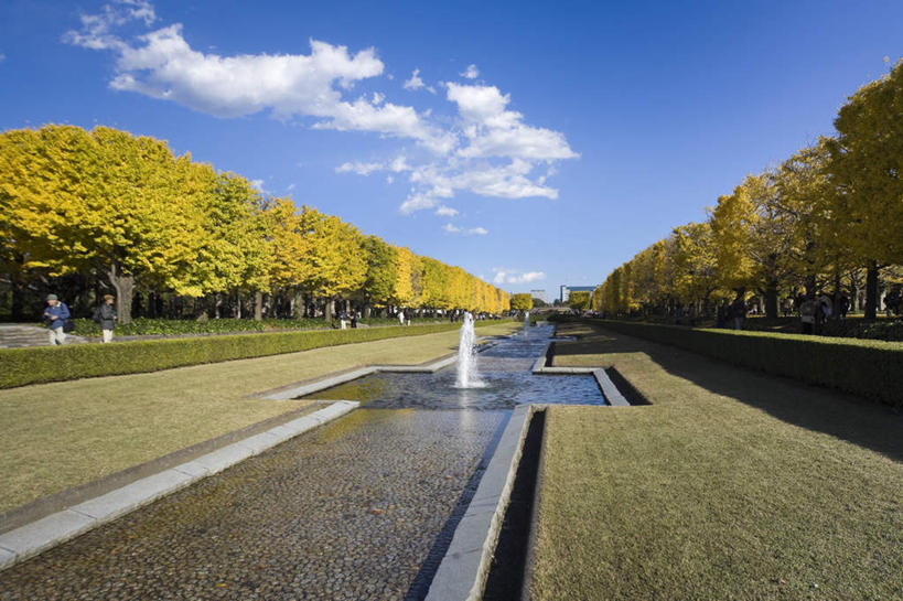 无人,公园,横图,室外,白天,正面,旅游,度假,美景,秋季,树林,植物,道路,路,喷泉,一排,许多,阴影,朦胧,模糊,整齐,光线,影子,景观,云,云朵,小路,交通,云彩,文化,娱乐,树,树木,排列,蓝色,绿色,白云,蓝天,天空,阳光,自然,天,品味,享受,休闲,景色,放松,乡间小路,生长,晴朗,成长,队列,自然风光,水景,美观,设计,晴空,秋,秋天,彩图