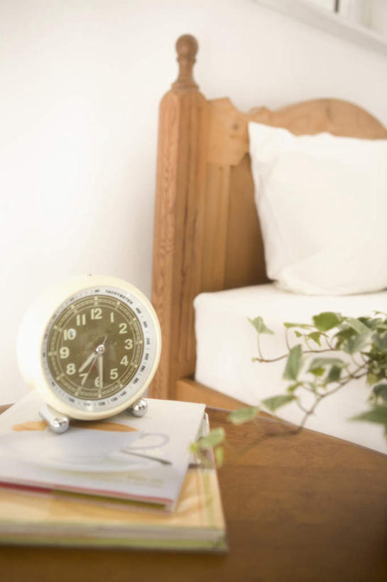 无人,竖图,室内,白天,正面,植物,餐桌,床,靠垫,卧室,桌子,闹钟,阴影,朦胧,模糊,时间,光线,材料,档案,盆栽,时钟,文件,影子,床单,靠枕,盆景,计时,被子,一个,绿色,阳光,自然,资料,垫子,枕头,钟表,表,单人床,生长,单个,成长,餐台,被单,文档,钟,彩图,睡房,卧房