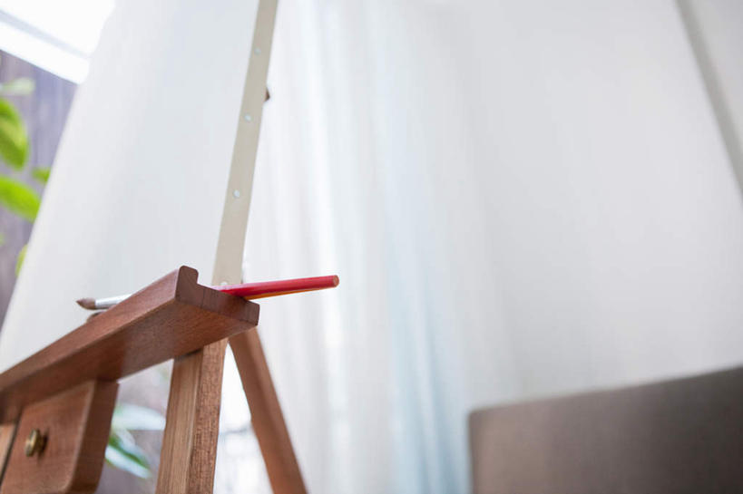 无人,横图,室内,白天,仰视,绘画,窗帘,叶子,一块,艺术,装饰,墙,绿叶,画板,美术用品,画架,墙壁,墙面,白色,帘子,嫩叶,遮阳,华丽,修饰,美术,点缀,绘画工具,衬托,美观,雅致,雅观,叶,叶片,彩图,低角度拍摄