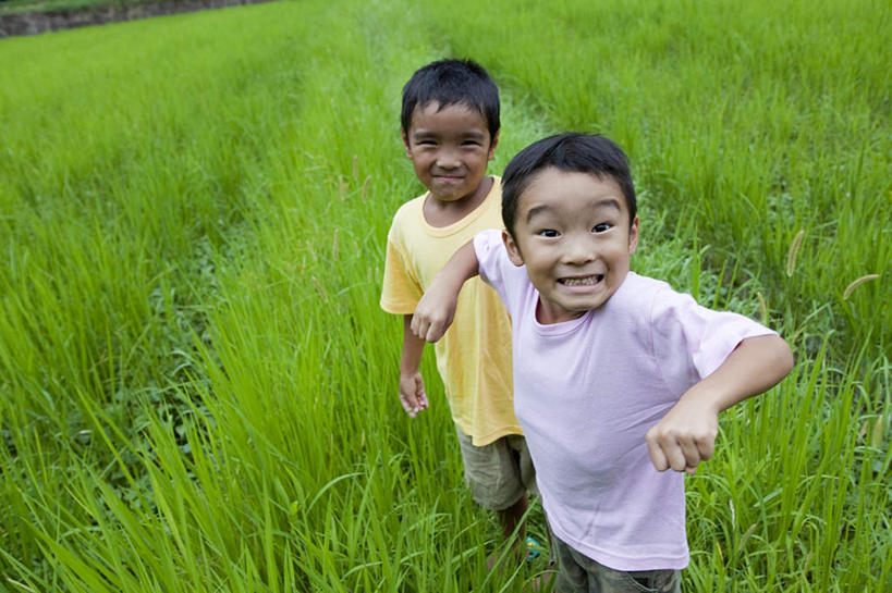 东方人,儿童,两个人,伙伴,朋友,农田,站,举,笑,微笑,露齿笑,横图,俯视,室外,白天,友谊,纯洁,庄稼,农作物,亚洲,朦胧,模糊,注视,黄种人,小孩,看,托,站着,可爱,童年,童趣,关注,童真,烂漫,无邪,天真,友情,男孩,男人,男性,亚洲人,举起,举手,举着,抬头,向上举,向上伸,向上托,仰头,站立,半身,彩图,高角度拍摄,耕地,庄稼田,男生