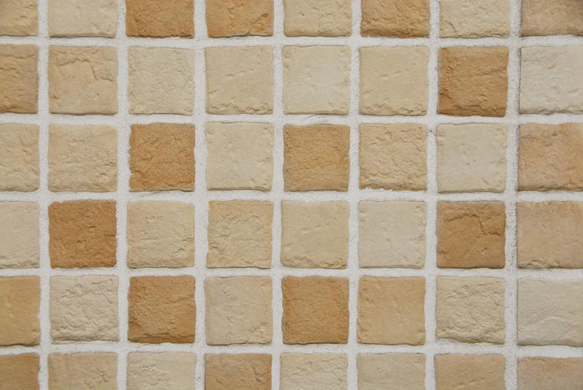 无人,横图,室外,特写,白天,正面,静物,一排,许多,整齐,瓷砖,方形,砖块,墙,长方形,墙壁,墙面,排列,黄色,红色,矩形,队列,彩图