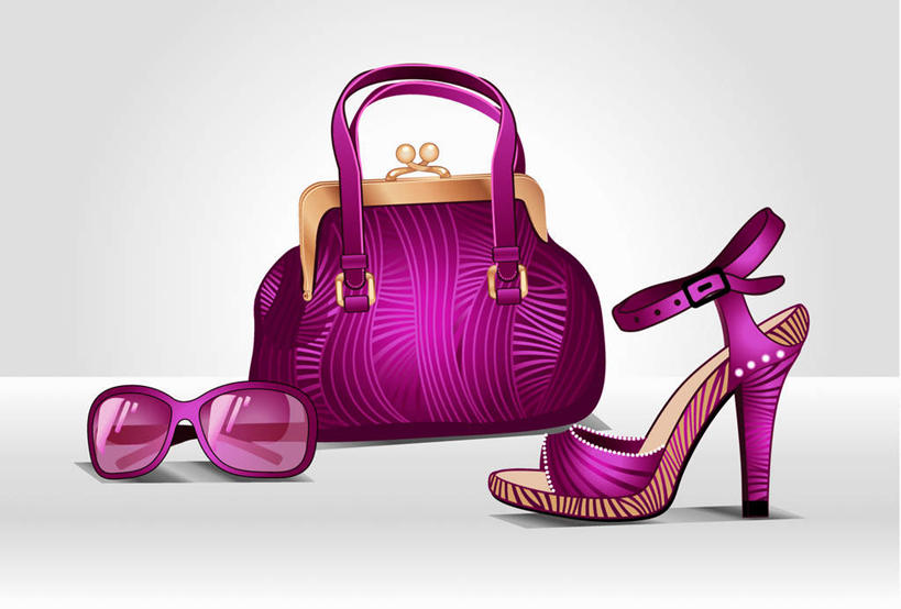 横图,插画,室内,白天,白色背景,正面,高跟鞋,神秘,数码,科技,阴影,网络,包,墨镜,皮包,眼镜,高光,几何,计算机图形,合成,图画,画,紫色,太阳镜,太阳眼镜,遮阳镜,财富,单肩包,电脑合成图,数码合成图,优美,庄重,高贵,消极,漫画,陈列,写实,具体,具象,尊贵,高尚,冷色,财产,崇高,孤寂,彩图,全身,奢华