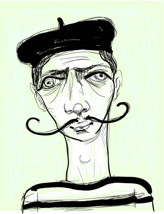 西方人,脸,头,脸颊,胡须,一个人,无人,画家,竖图,插画,室内,白天,正面,数码,科技,帽子,欧洲,欧洲人,仅一个男性,仅一个人,阴影,服装,网络,高光,几何,计算机图形,合成,图画,注视,休闲装,画,仅一个年轻男性,衣服,观察,看,休闲,休闲服,服饰,观看,电脑合成图,数码合成图,察看,合成图,关注,贝雷帽,漫画,写实,具体,具象,诗人,墨客,毕加索,剧作家,巴勃罗.鲁伊斯.毕加索,男人,男性,年轻男性,白种人,头部,胡子,小胡子,脸部,脸蛋,面部,雕塑家,半身,彩图