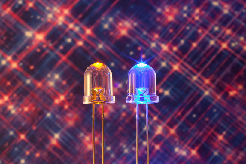 无人,横图,室内,特写,白天,正面,节能,静物,照明,阴影,环保,朦胧,模糊,光线,灯泡,影子,灯光,灯,两个,蓝色,灯具,橙色,能源,电子元件,照亮,半导体,二极管,低碳,照明工具,发光二极管,彩图,LED球泡灯,球泡灯