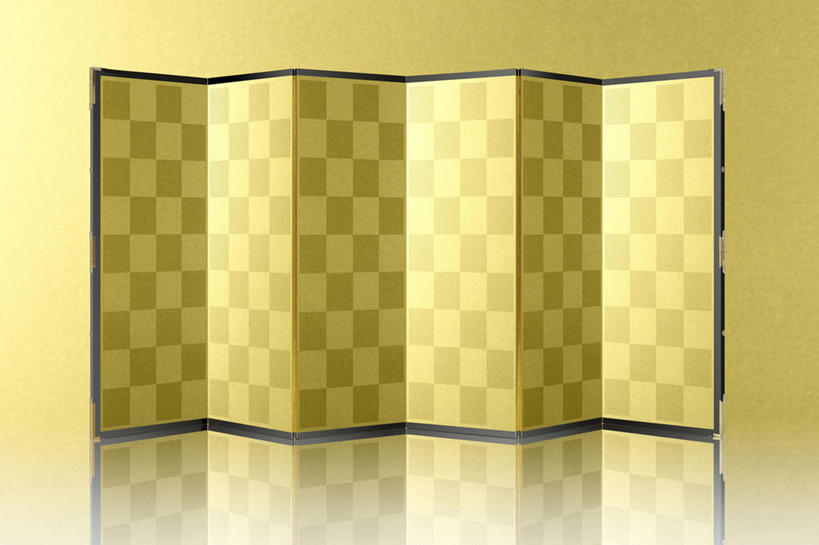 无人,横图,室内,白天,正面,家具,屏风,静物,阴影,黄色背景,装饰,反射,方格,格子,影子,摄影,影棚,华丽,修饰,协调,点缀,遮挡,分隔,衬托,美观,雅致,雅观,美化,彩图,影棚拍摄,拍摄