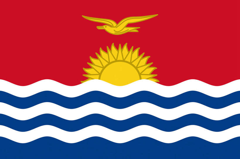 无人,横图,室内,特写,白天,正面,太阳,鸟,野生动物,静物,旗帜,国旗,一面,飞翔,伸展,张开,展翅,波纹,飞行,曲线,翅膀,鸟类,光芒,翱翔,飞,一只,黄色,红色,蓝色,白色,水纹,动物,波浪,军舰鸟,张开翅膀,展开翅膀,旗,彩图,全身,基里巴斯国旗