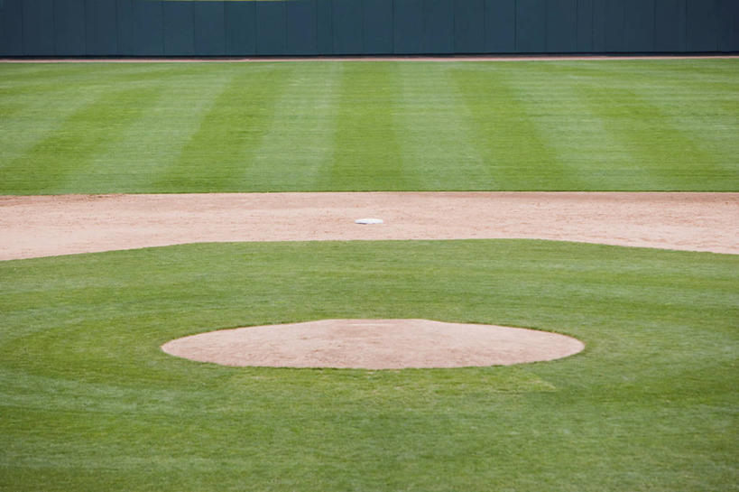 无人,横图,室外,白天,正面,草地,草坪,植物,阴影,光线,棒球场,影子,球场,场地,草,绿色,阳光,彩图