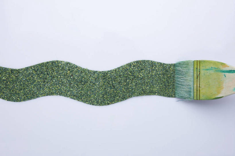 无人,横图,室内,特写,白天,白色背景,正面,装修,静物,曲线,装潢,绿色,粉刷,刷子,摄影,影棚,油漆,涂料,彩图,影棚拍摄,拍摄