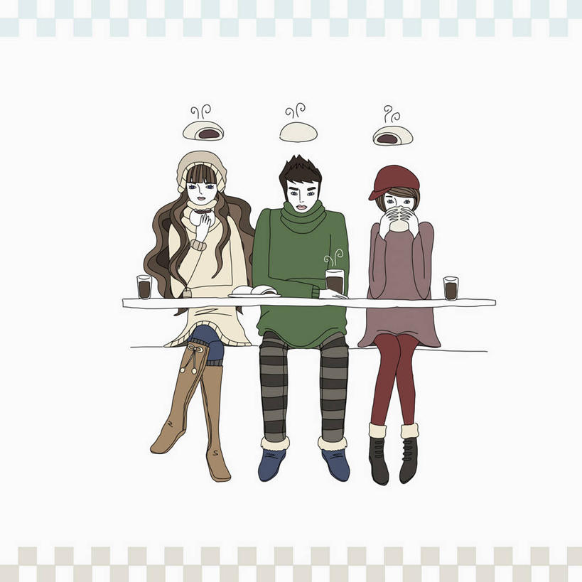 点心,咖啡,东方人,无人,三个人,伙伴,朋友,坐,吃,方图,插画,室内,白天,白色背景,正面,友谊,幸福,数码,科技,餐桌,桌子,杯子,帽子,鞋子,亚洲,握,阴影,服装,网络,料理,食品,包子,面点,高光,几何,计算机图形,合成,图画,注视,休闲装,黄种人,娱乐,靴子,美食,玻璃制品,画,食物,饮料,衣服,水杯,观察,看,享受,休闲,温暖,温馨,休闲服,中式,放松,乐趣,握着,服饰,餐台,观看,保暖,电脑合成图,数码合成图,察看,提神,舒适,雪地靴,合成图,关注,醒脑,漫画,写实,具体,具象,软饮料,棉帽,友情,男人,男性,年轻男性,年轻女性,女人,女性,亚洲人,玻璃杯,嚼,食,坐着,彩图,全身