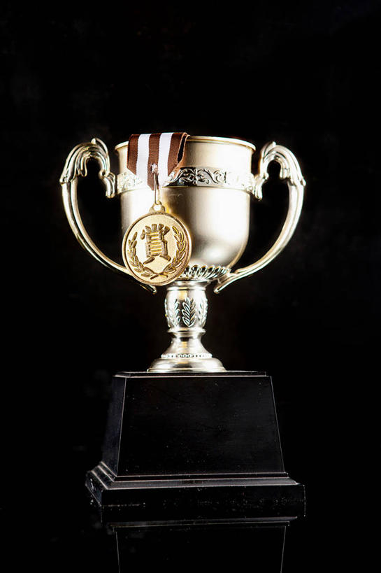 竖图,室内,特写,白天,正面,成功,胜利,静物,阴影,黑色背景,反射,影子,一个,光彩,摄影,影棚,单个,奖牌,荣誉,奖品,荣耀,光荣,半身,彩图,影棚拍摄,拍摄,奖杯