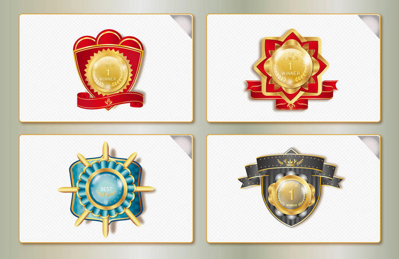 无人,横图,插画,室内,白天,正面,成功,胜利,数码,科技,阴影,网络,纹路,纹理,高光,几何,计算机图形,合成,图画,画,四个,光彩,电脑合成图,数码合成图,合成图,奖牌,奖章,荣誉,漫画,奖品,胸章,肌理,写实,具体,具象,荣耀,光荣,彩图