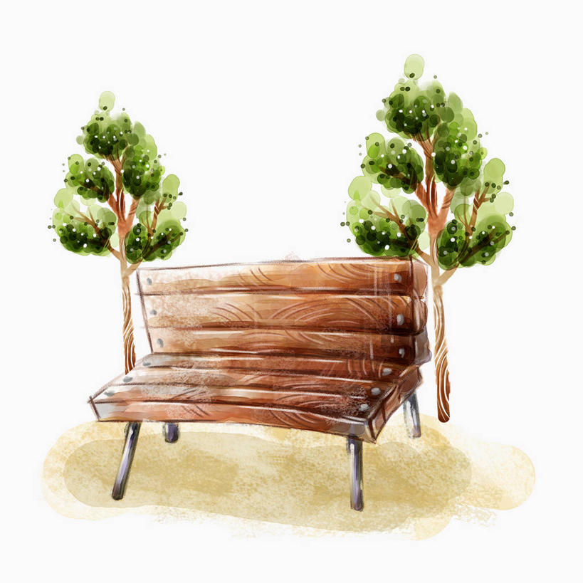 无人,方图,室内,白天,白色背景,正面,绘画,植物,椅子,两棵,艺术,木椅,古典,文化,树,树木,绿色,自然,工艺品,品味,生长,成长,美术,水彩,水彩画,高雅,美学,彩图