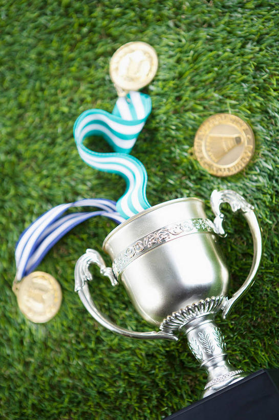 无人,竖图,俯视,室外,特写,白天,成功,胜利,草地,草坪,植物,阴影,光线,影子,草,一个,绿色,阳光,光彩,单个,奖牌,金牌,荣誉,奖品,荣耀,光荣,彩图,高角度拍摄,奖杯