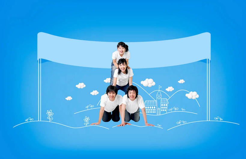 东方人,无人,四个人,伙伴,朋友,家,叠罗汉,跪,笑,微笑,露齿笑,横图,室内,白天,正面,游戏,友谊,成功,合作,团队,集体,信心,数码,科技,旗帜,亚洲,表演,撑,阴影,服装,裤子,盛开,网络,房屋,屋子,云,云朵,高光,几何,计算机图形,玩,合成,花蕾,云彩,注视,牛仔裤,休闲装,黄种人,娱乐,旗子,楼房,住宅,花,花瓣,花朵,鲜花,衣服,白云,花苞,花蕊,观察,看,休闲,同学,休闲服,服饰,观看,活动,电脑合成图,数码合成图,察看,撑着,合成图,校友,成就,发泄,关注,消遣,智力,写实,具体,具象,宣泄,同窗,学友,旌旗,旗号,技巧运动,体育活动,体育游戏,友情,男人,男性,年轻男性,年轻女性,女人,女性,亚洲人,跪着,玩耍,嬉戏,彩图,全身,房子