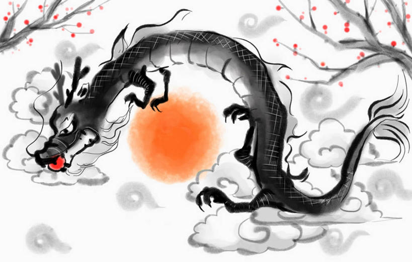 无人,横图,室内,白天,侧面,绘画,成功,太阳,植物,一条,艺术,龙,云,云朵,枝条,古典,云彩,注视,文化,祥云,树,树木,树枝,绿色,白云,自然,工艺品,观察,看,品味,生长,成长,观看,美术,吉祥,察看,高雅,高贵,关注,国画,水墨画,图腾,传说,美学,吉利,祥瑞,灵兽,权势,尊荣,水墨,虬枝,枝杈,幸运,彩图,全身