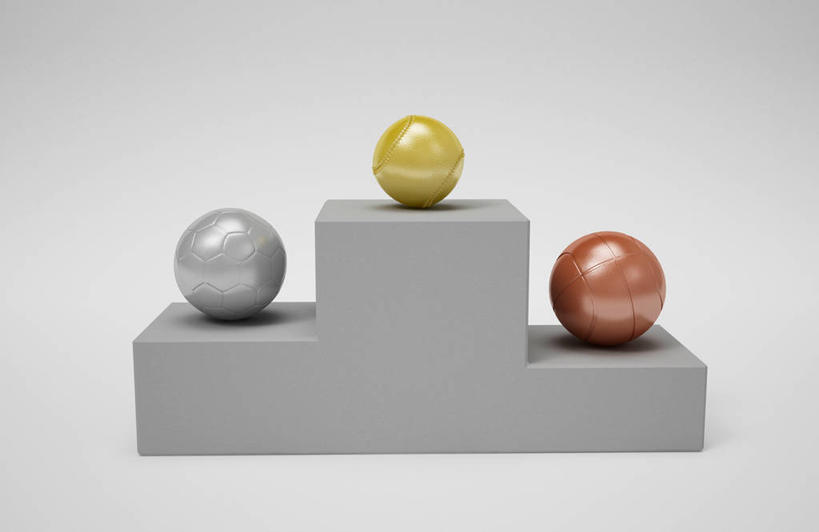 无人,横图,室内,特写,白天,正面,足球,静物,阴影,灰色背景,反射,领奖台,影子,褐色,足球装备,运动器械,三个,黄色,灰色,健身器械,摄影,影棚,健身器材,蹴鞠,足球运动,彩图,影棚拍摄,拍摄,运动器材