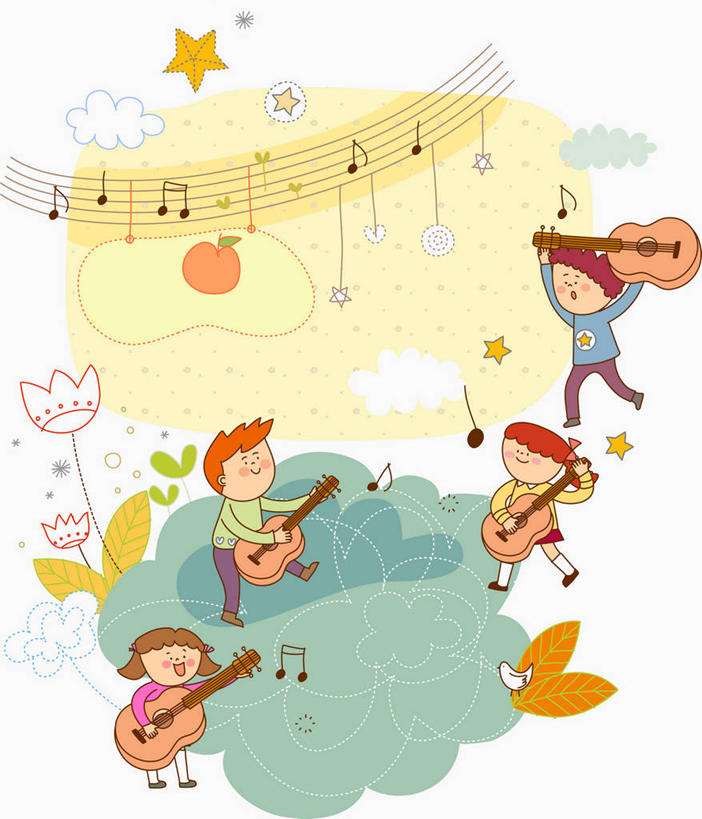 西方人,儿童,无人,四个人,站,举,笑,微笑,露齿笑,竖图,插画,室内,白天,白色背景,正面,纯洁,数码,科技,草地,草坪,植物,欧洲,欧洲人,许多,握,阴影,服装,盛开,网络,云,星星,云朵,吉他,乐谱,乐器,五线谱,弦乐器,很多,高光,几何,计算机图形,音乐,弹奏,演奏,合成,花蕾,云彩,图画,注视,休闲装,画,草,花,花瓣,花朵,鲜花,排列,两朵,小孩,衣服,黄色,红色,绿色,白色,白云,花苞,花蕊,观察,看,托,站着,四个,休闲,星形,休闲服,可爱,童年,童趣,握着,服饰,观看,电脑合成图,数码合成图,察看,节拍,合成图,关注,弹拨弦鸣乐器,乐符,音符,漫画,五角形,童真,烂漫,无邪,符头,符干,符尾,乐章,写实,具体,具象,摆列,天真,男孩,男人,男性,女孩,女人,女性,白种人,五角星,举起,举手,举着,向上举,向上伸,向上托,站立,彩图,全身,原声吉他,布列,分列,弹拨弦乐器,男生,女生