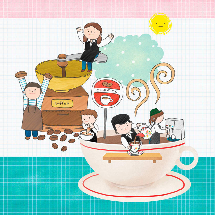 咖啡,东方人,无人,伙伴,朋友,站,坐,举,方图,插画,室内,白天,正面,友谊,幸福,合作,团队,数码,科技,太阳,植物,豆,杯子,亚洲,五个人,握,阴影,服装,网络,英文,标志,瓷器,电器,工具,围裙,文字,字符,字母,豆类,豆子,咖啡杯,陶瓷制品,许多人,高光,几何,计算机图形,拿,合成,图画,拿着,注视,黄种人,娱乐,设备,标识,画,树,树木,饮料,衣服,绿色,自然,咖啡豆,观察,看,托,站着,一群人,享受,休闲,温馨,放松,乐趣,战略,冲泡,握着,服饰,生长,成长,观看,英文字母,电脑合成图,数码合成图,察看,提神,舒适,家电,家用电器,衣着,合成图,咖啡机,穿着,关注,磨粉,瓷杯,醒脑,漫画,豆科,写实,具体,具象,联合,合谋,软饮料,咖啡因,衣饰,配合,协作,男人,男性,年轻男性,年轻女性,女人,女性,亚洲人,举起,举手,举着,向上举,向上伸,向上托,站立,坐着,半身,彩图,咖啡师,清除,压粉,装粉