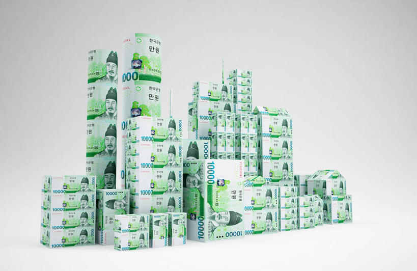 无人,横图,室内,白天,白色背景,正面,钱,静物,一堆,许多,堆叠,堆积,钱币,很多,钞票,金融,纸币,摄影,影棚,韩币,经济,堆,流通,纸钞,贸易,货币,现金,彩图,影棚拍摄,拍摄,圜