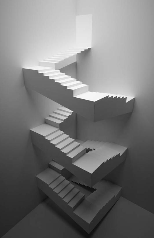 无人,竖图,俯视,室内,白天,楼梯,门,阴影,反射,螺旋,影子,阶梯,墙,墙壁,墙面,台阶,门框,彩图,高角度拍摄