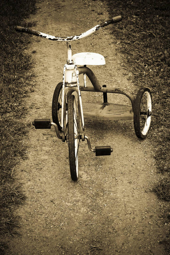 无人,竖图,俯视,室外,白天,植物,道路,路,一辆,枯萎,小路,三轮车,枯草,交通,车,脚踏车,草,黄色,交通工具,乡间小路,载具,儿童车,彩图,高角度拍摄,儿童三轮车